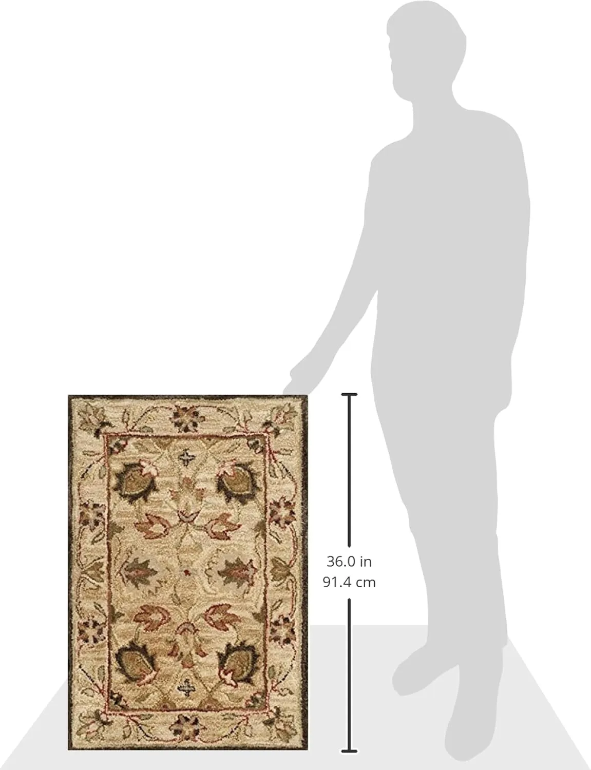 SAFAVIEH Antiquity Collection 2' x 3' Beige / Beige AT812A Handmade Traditional Oriental Premium Wool Accent Rug