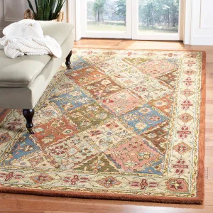 SAFAVIEH Heritage Collection 7'6" x 9'6" Beige / Beige HG316A Handmade Traditional Oriental Premium Wool Area Rug