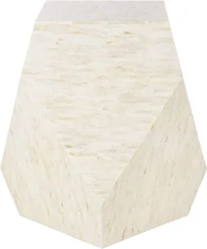 Safavieh Home Lea Multi and Light Beige Faux Mother of Pearl Mosaic Geometric Side Table