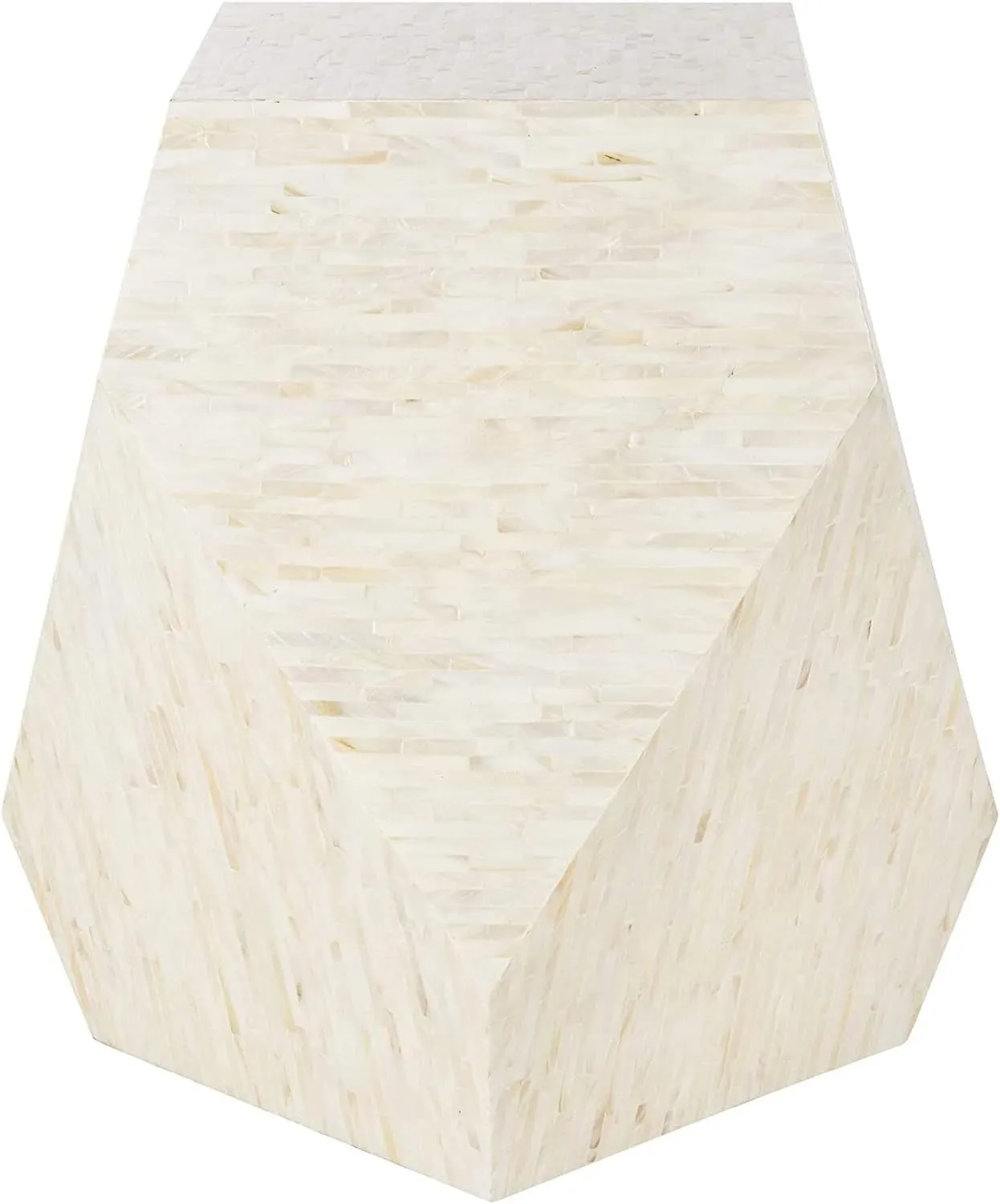 Safavieh Home Lea Multi and Light Beige Faux Mother of Pearl Mosaic Geometric Side Table
