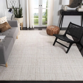 SAFAVIEH Abstract Collection Area Rug - 9' x 12', Ivory & Beige, Handmade Wool & Viscose, Ideal for High Traffic Areas in Living Room, Bedroom (ABT141D)