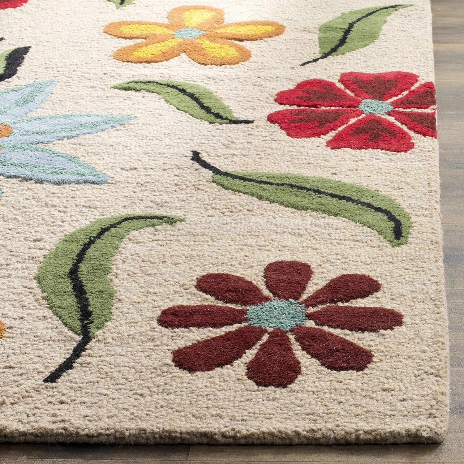 SAFAVIEH Blossom Collection 5' x 8' Beige / Multi BLM678A Handmade Premium Wool Area Rug
