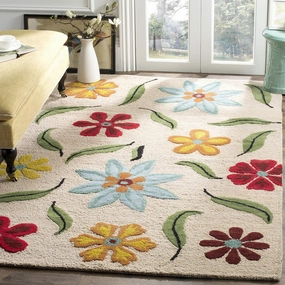 SAFAVIEH Blossom Collection 5' x 8' Beige / Multi BLM678A Handmade Premium Wool Area Rug