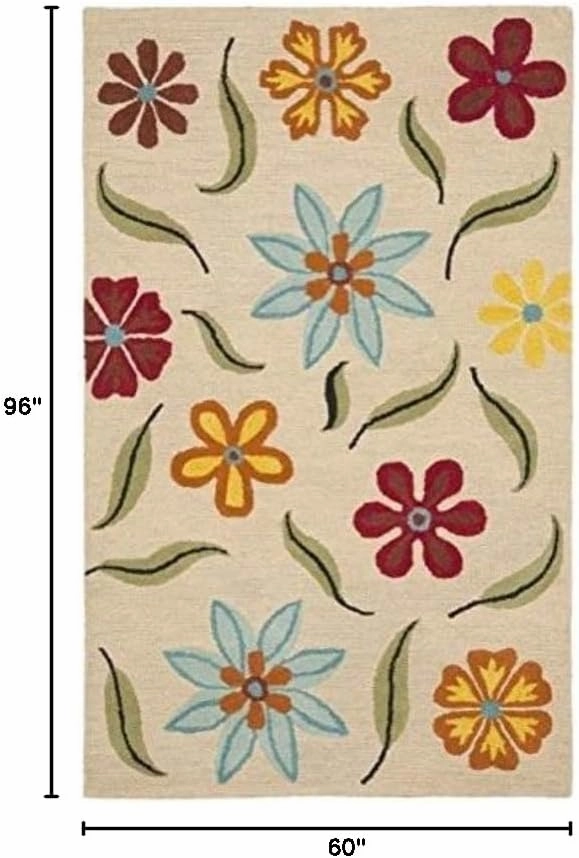 SAFAVIEH Blossom Collection 5' x 8' Beige / Multi BLM678A Handmade Premium Wool Area Rug