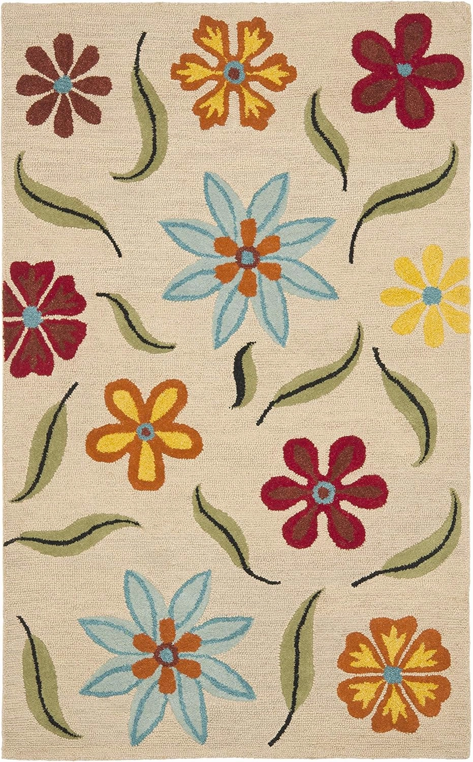 SAFAVIEH Blossom Collection 5' x 8' Beige / Multi BLM678A Handmade Premium Wool Area Rug