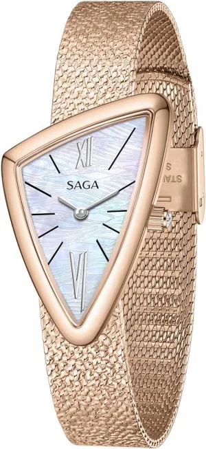 SAGA Sailboat Women's Luxury Quartz Watch with Swiss Movement, Roman Numeral Dial, Danube Crystal, Stainless Steel Triangular Case, 3ATM Water Resistant - Elegant Gift for Small Wrists