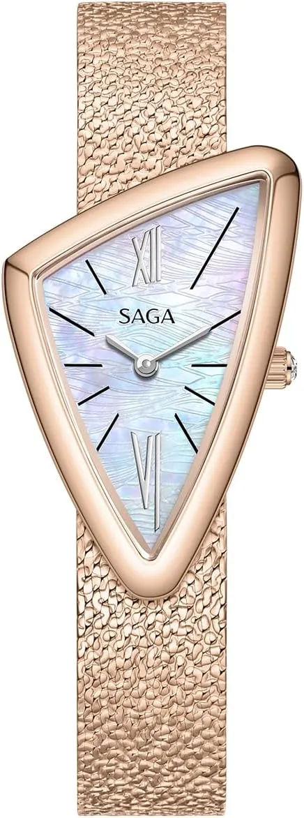 SAGA Sailboat Women's Luxury Quartz Watch with Swiss Movement, Roman Numeral Dial, Danube Crystal, Stainless Steel Triangular Case, 3ATM Water Resistant - Elegant Gift for Small Wrists