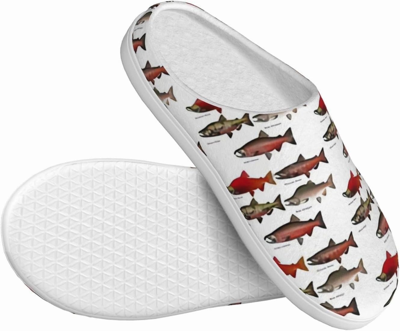 Salmon print Women Home Shoes Unisex Indoor Cozy Shoes Slippers Warm Household Slippers