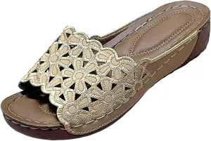 Sandals for Women 2025 Summer Orthopedic Wedge Slippers Comfortable Soft Cushion Slide Sandals Elegant Flowers Hollow Out Beach Shoes for Walking Shopping Swimming