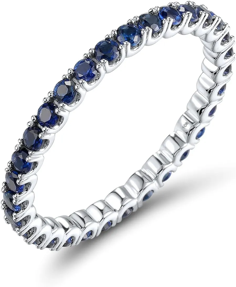 Santuzza 10K Solid Gold Gemstone Genuine Diamond Eternity Ring for Women