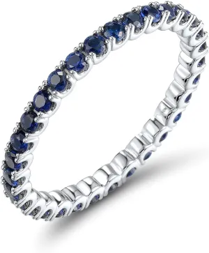 Santuzza 10K Solid Gold Gemstone Genuine Diamond Eternity Ring for Women