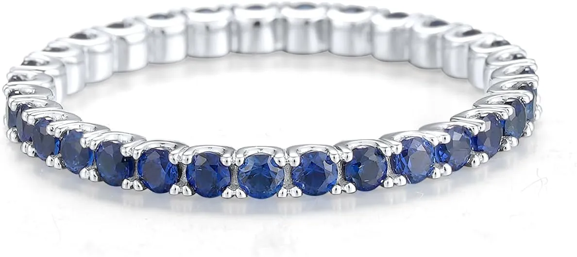 Santuzza 10K Solid Gold Gemstone Genuine Diamond Eternity Ring for Women