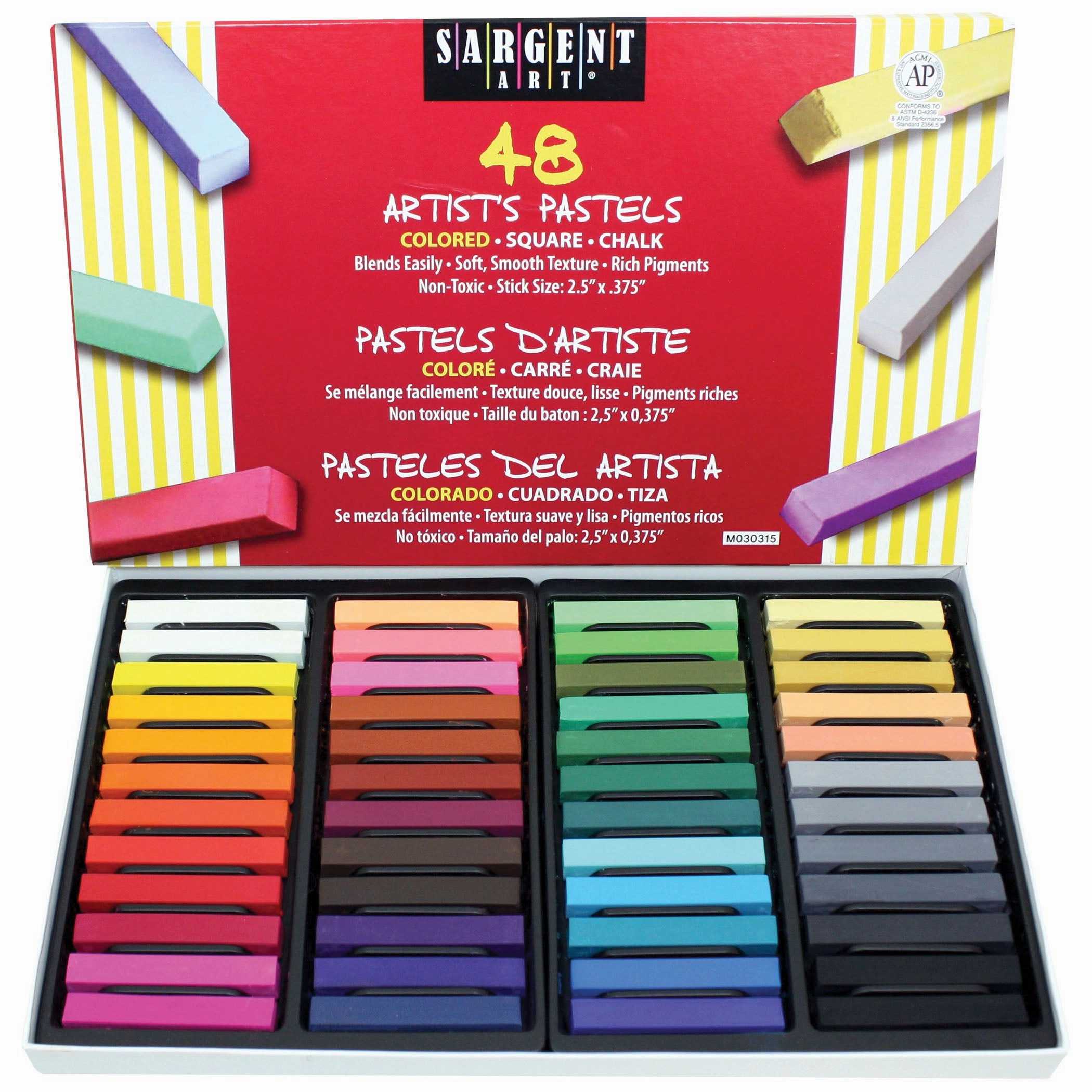 Sargent Art 48 Count Assorted Color Artists Chalk Pastels Lift Lid Box (discontinued)