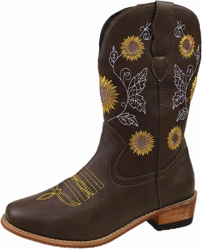 SBGMoSJ Cowboy Boots Women Size 9 with Sunflowers Western Booties Women Ankle Boots Wide Knee Boots for Women Wide Calf with Heel Womens Black Cowgirl Boots Wide Calf Womens Suede Boots Mid Calf Wide