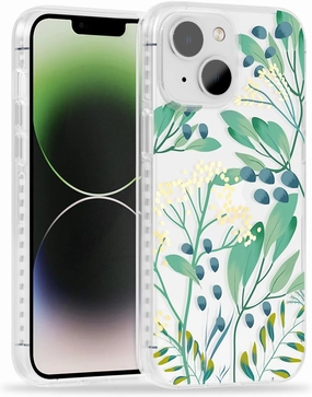 SCORPIFY for iPhone 14 Case with Summer Meadow Floral Design, Cute Clear Flower Phone Cover for Women Girls, [Non Yellowing] Slim Shockproof Bumper with Gold Accents