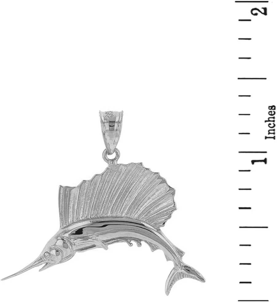 Sea Life Collection .925 Sterling Silver Sailfish Marlin Swordfish Pendant Necklace - Choice of Pendant Only or Chain Length