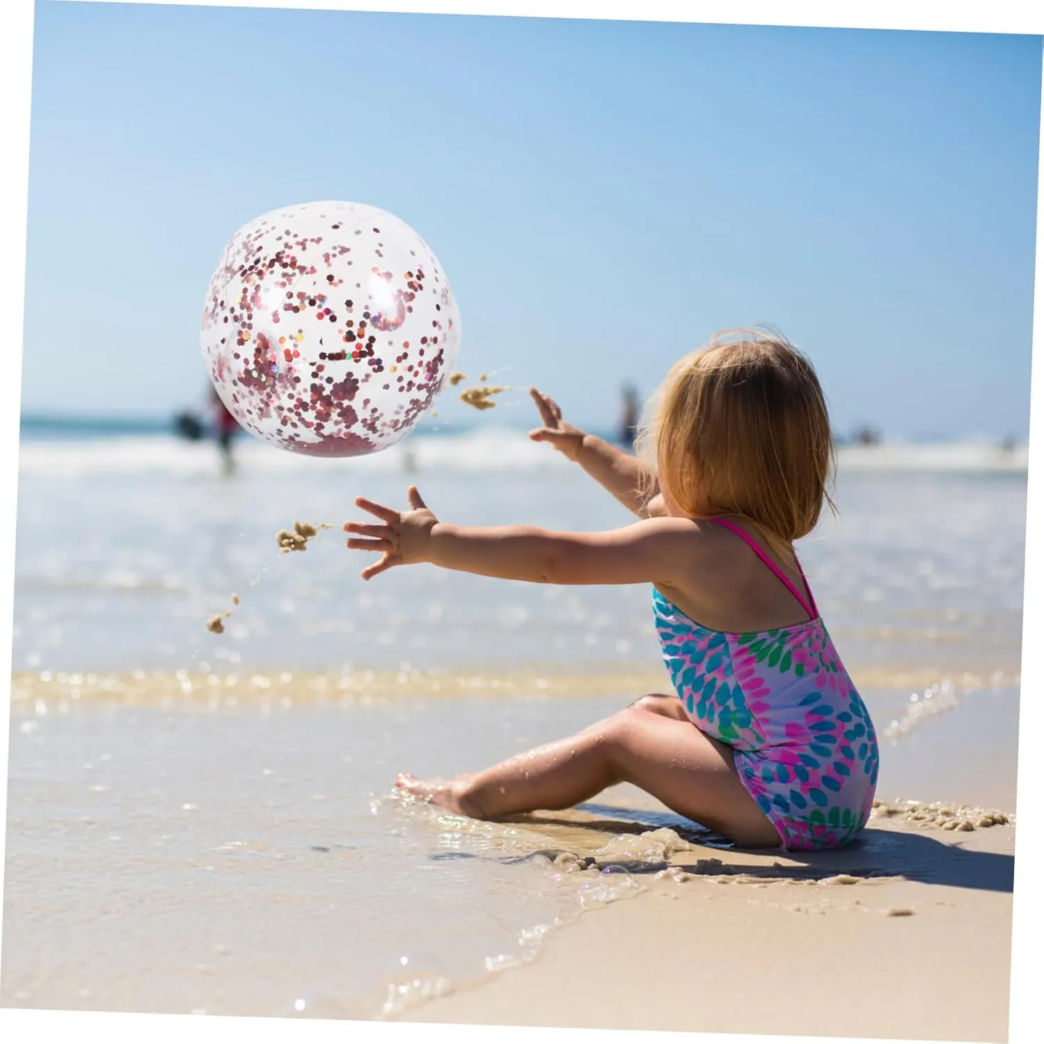 Sequined Beach Ball Activity Bouncy Shape Inflatable Beach Balls Sequins Glitter Beach Ball Confetti