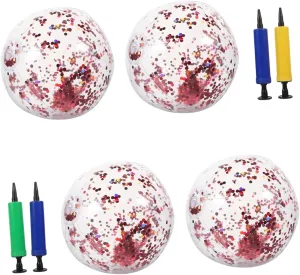Sequined Beach Ball Activity Bouncy Shape Inflatable Beach Balls Sequins Glitter Beach Ball Confetti