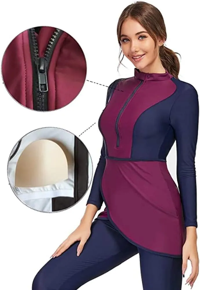 ShuoBeiter Muslim Swimwear Women Modest Islamic Hijab Long Sleeve Swimsuit Burkinis Bathing Suit