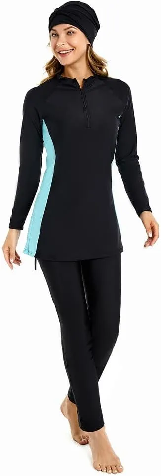 ShuoBeiter Muslim Swimwear Women Modest Islamic Hijab Long Sleeve Swimsuit Burkinis Bathing Suit