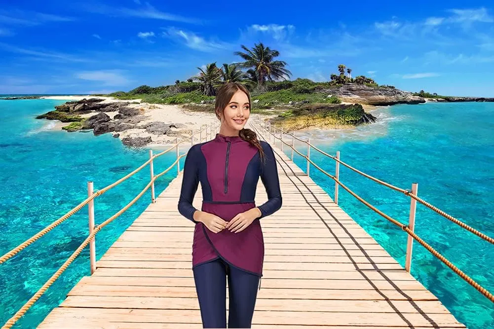 ShuoBeiter Muslim Swimwear Women Modest Islamic Hijab Long Sleeve Swimsuit Burkinis Bathing Suit