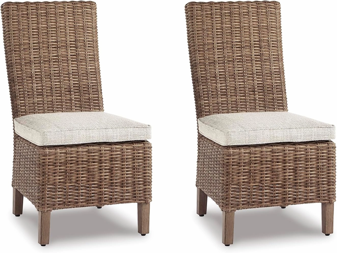 Signature Design by Ashley Beachcroft Outdoor Wicker Dining Chair Set, 2 Count, Beige