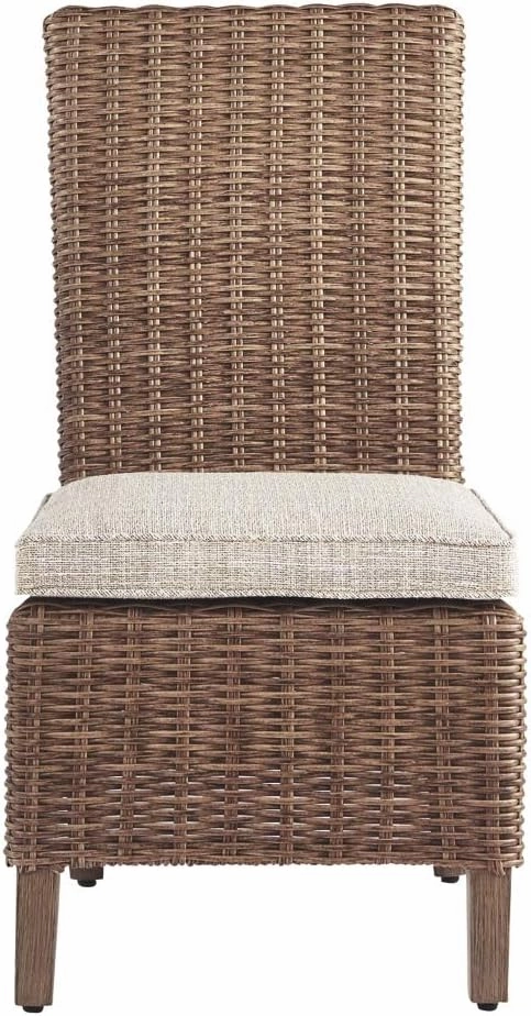Signature Design by Ashley Beachcroft Outdoor Wicker Dining Chair Set, 2 Count, Beige