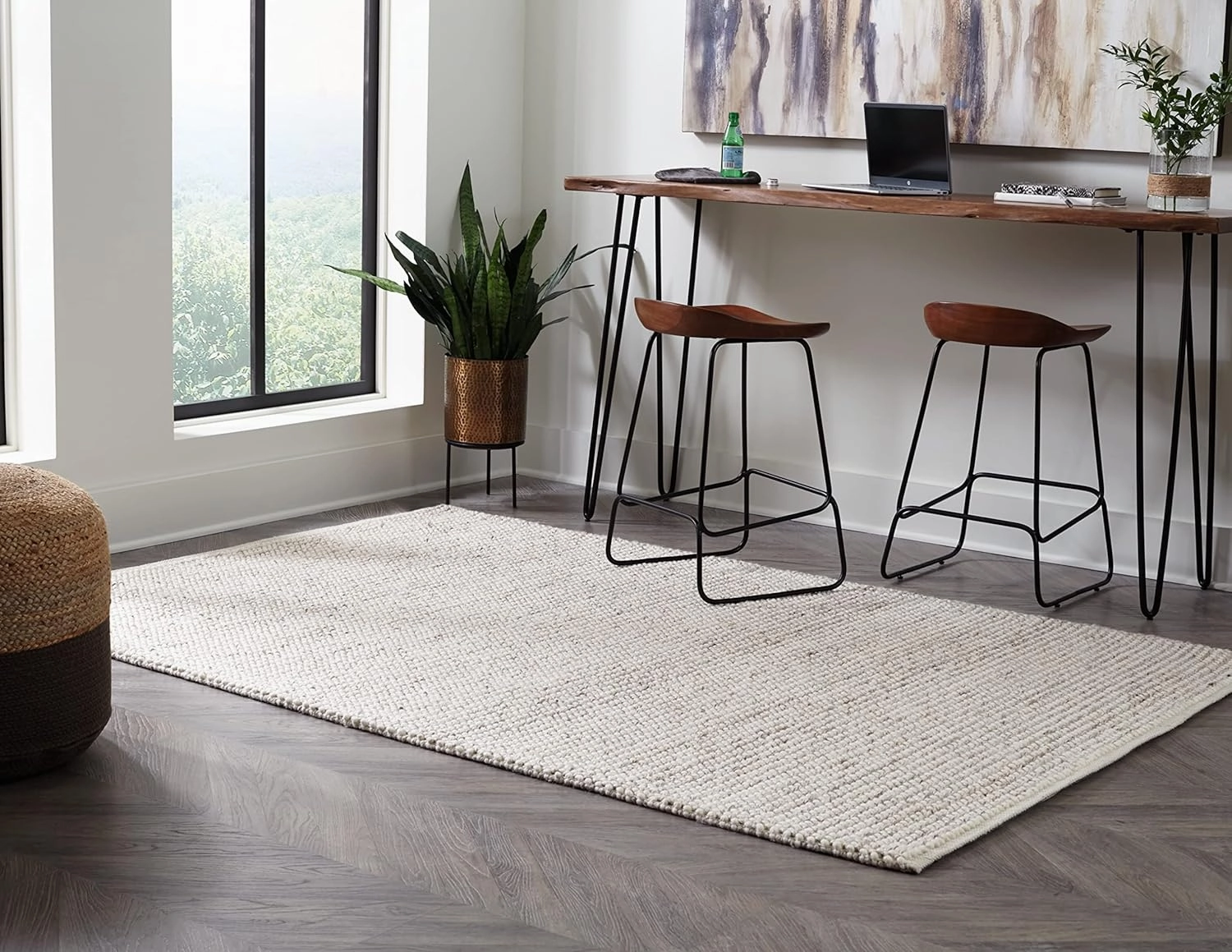 Signature Design by Ashley Jossick Neutral Low Pile 5 x 7 Foot Area Rug, Beige & Gray
