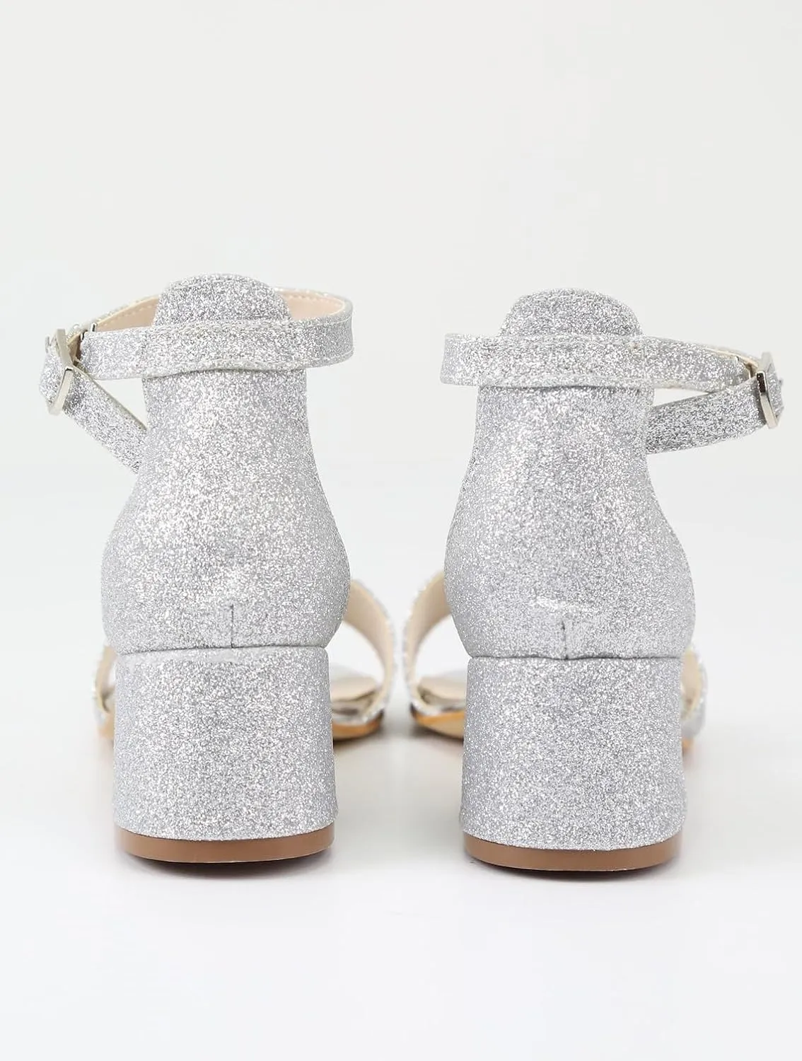 SIRRI Girls Ankle-Strap Shoes, Block Heels Sandals with Glitter for Special Occasion