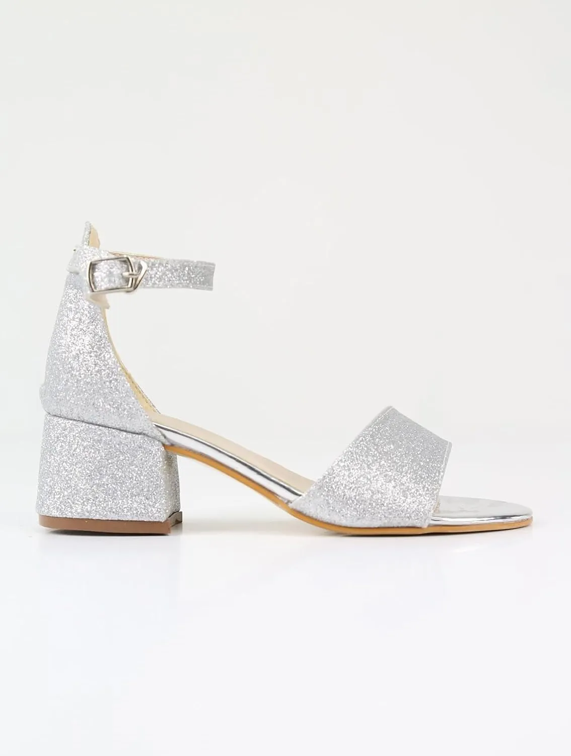 SIRRI Girls Ankle-Strap Shoes, Block Heels Sandals with Glitter for Special Occasion