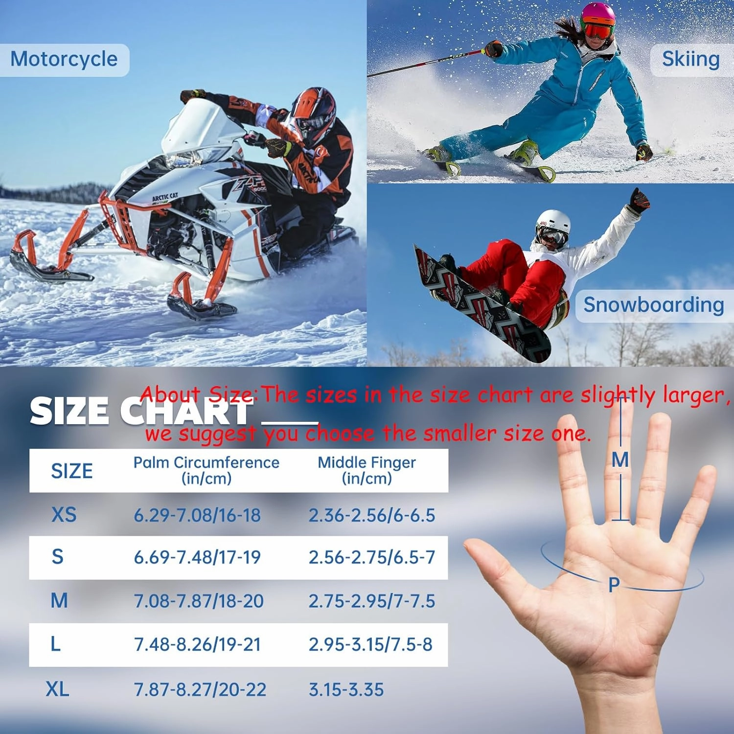 Ski Gloves, Waterproof Touchscreen Winter Gloves for Cold Weather Snowboarding - Men, Women, Kids Boys & Girls