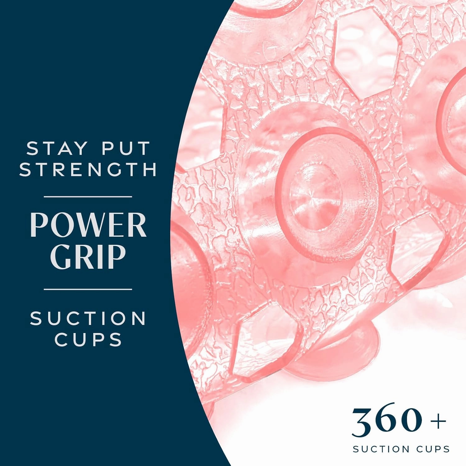 SlipX Solutions Power Grip 39x16 Bathtub & Shower Mat | Premium Non-Slip Bath Safety | Clear Coral