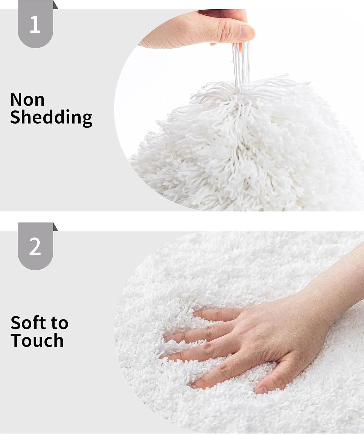 Small Bathroom Rugs 17x24 Non Slip White Fluffy Bath Mat for Bathroom Floor Machine Washable Plush Luxury Bath Rug for Tub Soft Shaggy Absorbent Shower Mat