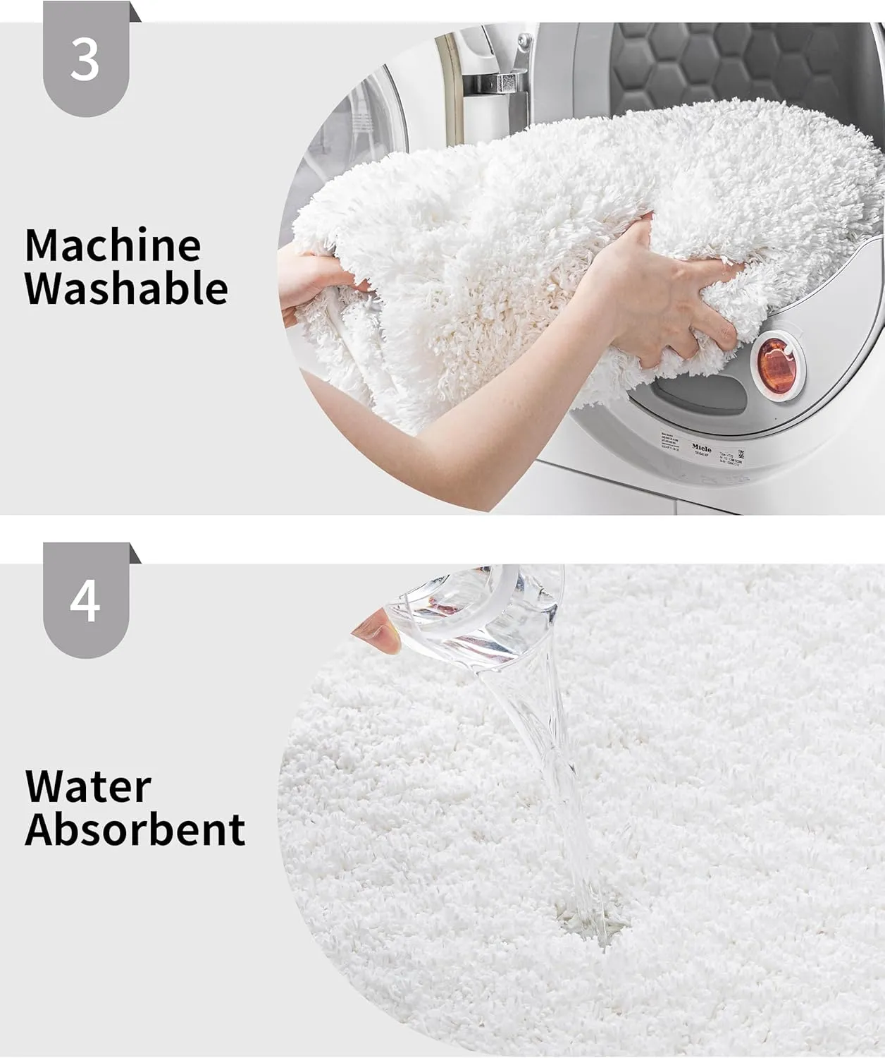 Small Bathroom Rugs 17x24 Non Slip White Fluffy Bath Mat for Bathroom Floor Machine Washable Plush Luxury Bath Rug for Tub Soft Shaggy Absorbent Shower Mat