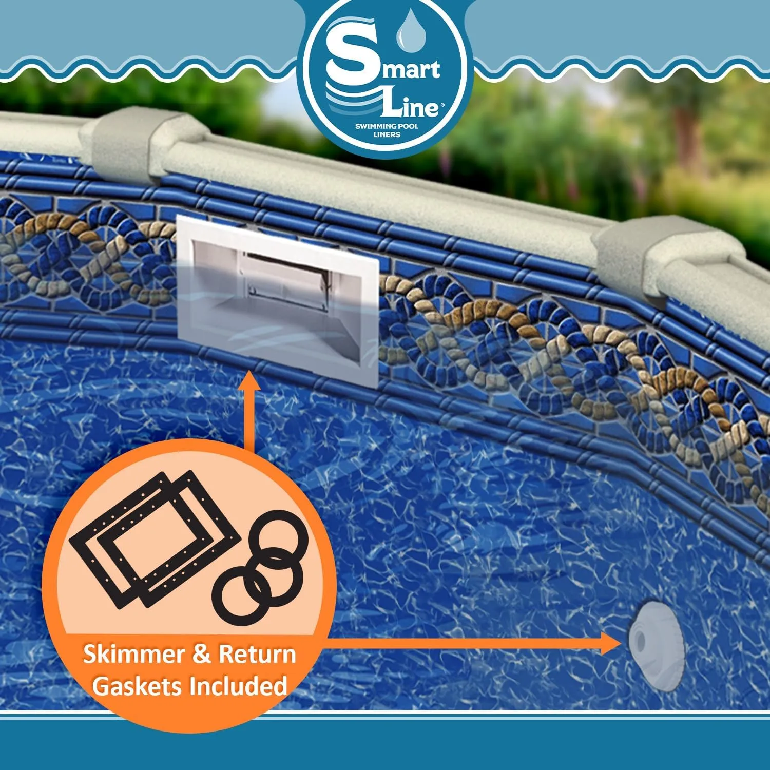 Smartline 16 ft x 24 ft Oval Swimming Pool Liner | Mystri Gold | Unibead Style | 48 Inch Wall Height | 25 Gauge Heavy Duty Virgin Vinyl | Designed for Steel Sided Above Ground Pools