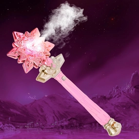 Snowflake Toy Wand with Music Spray Light Up Wands for Kids Girls Princess Cosplay Birthday Party Favors, Pink