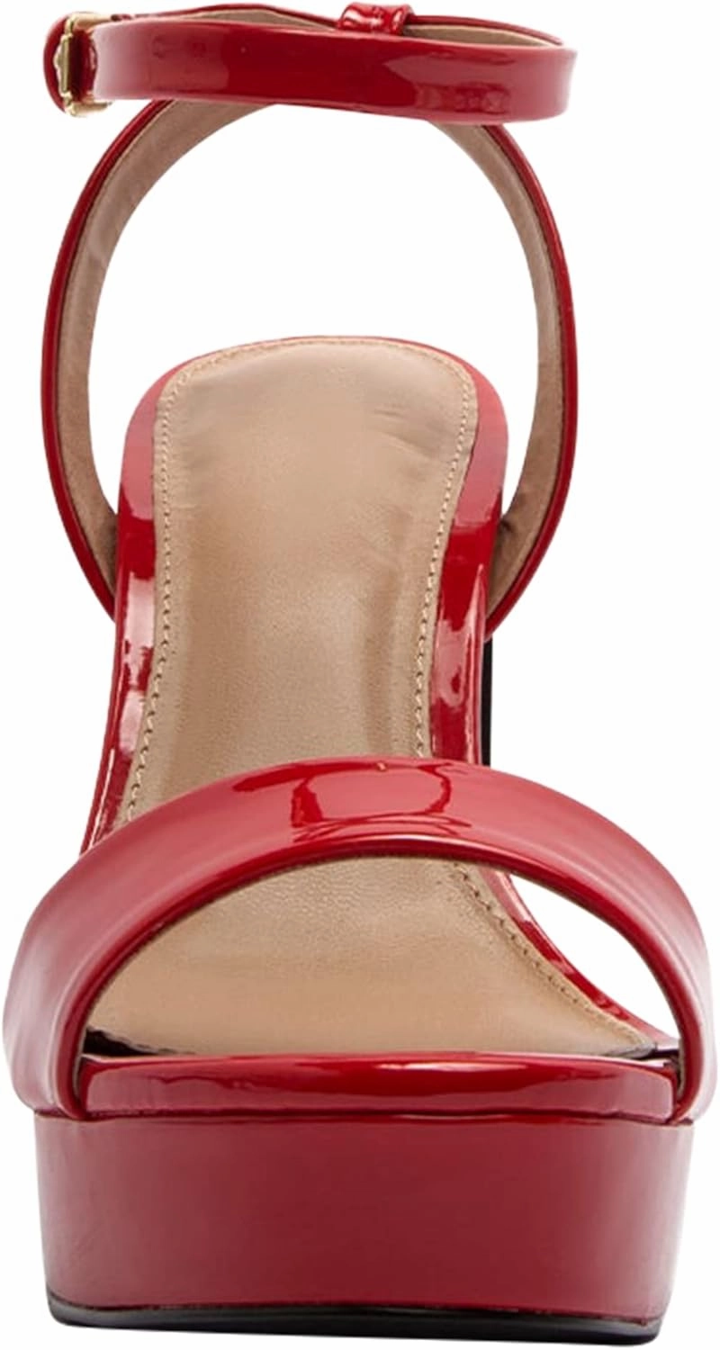 SOBEYO Women's Platform Sandals Ankle Strap Chunky Block High Heels Open Toe Shoes