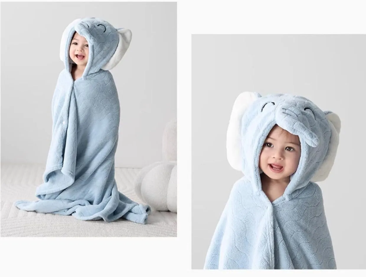 Soft Fleece Baby Hooded Bath Towel Infant Bathrobe Cute Animal Dinosaur Hood Absorbent Beach Towel