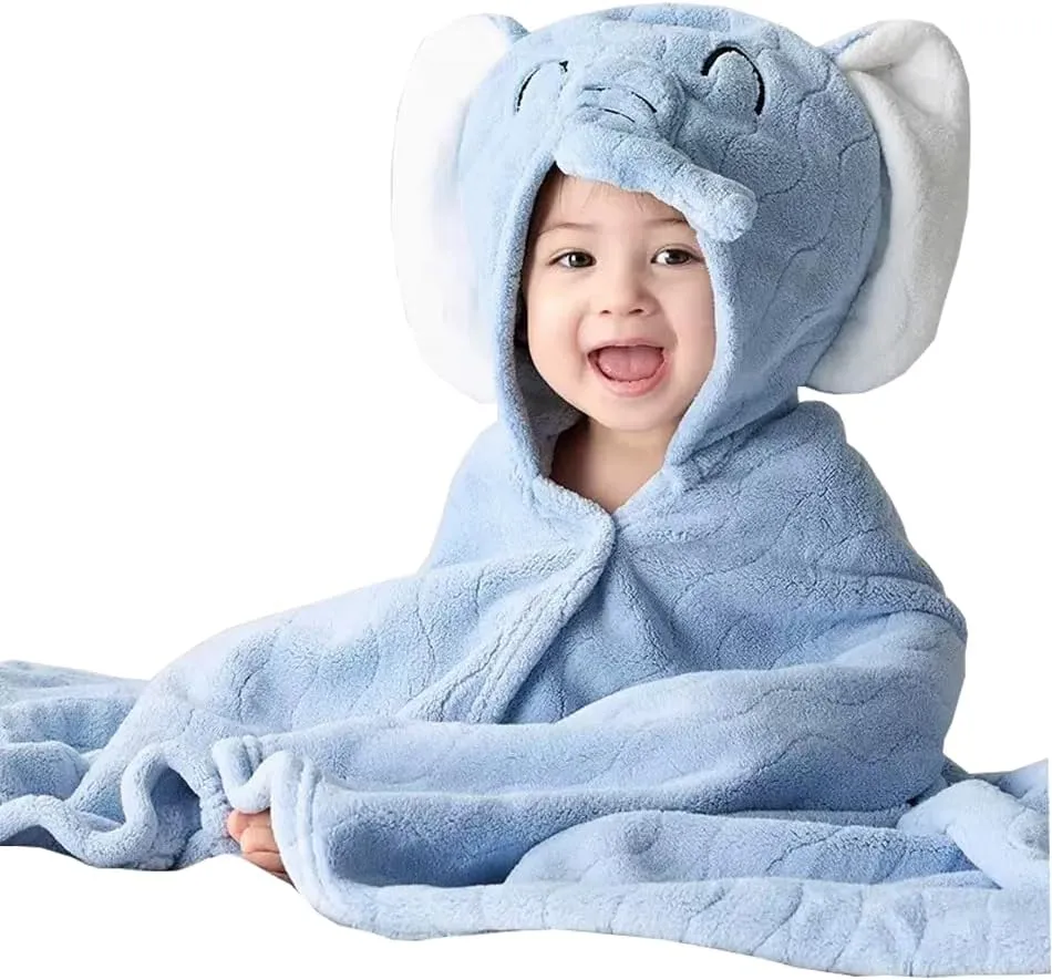 Soft Fleece Baby Hooded Bath Towel Infant Bathrobe Cute Animal Dinosaur Hood Absorbent Beach Towel