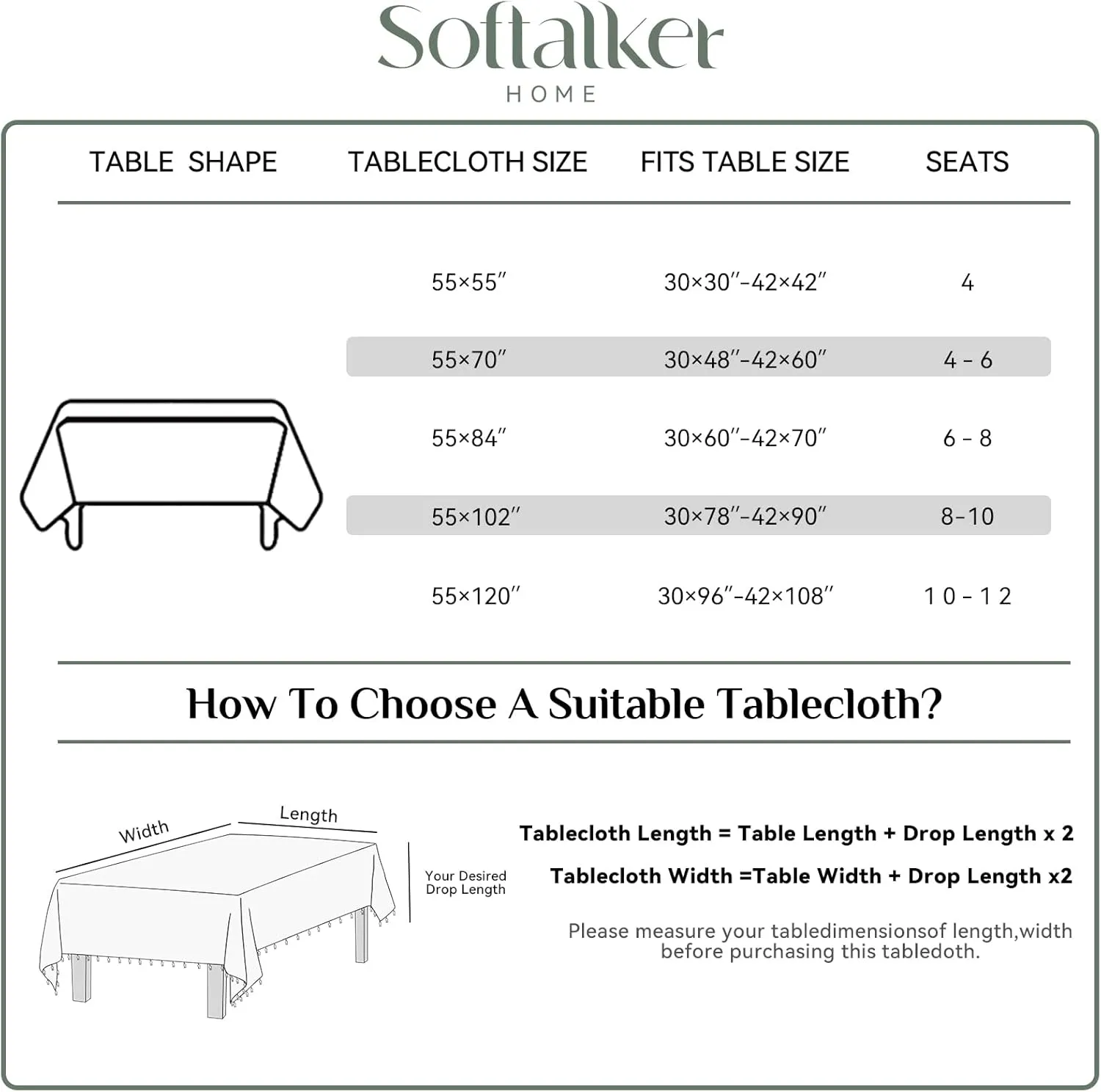 Softalker Checkered Tablecloth Rectangle, Heavy Weight Linen Cotton Gingham Boho Table Cloth with Tassel, Wrinkle Free Buffalo Plaid Table Cover for Dining/Party/Outdoor - 55 x 84 Inch, Beige