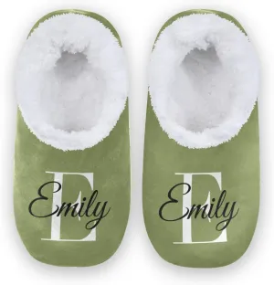 Solid Color Personalized House Slippers for Women Custom Women's Fuzzy Slippers for Indoor Outdoor Slippers Warm Plush Soft Slippers Casual House Shoes for Men