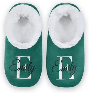 Solid Color Personalized House Slippers for Women Custom Women's Fuzzy Slippers for Indoor Outdoor Slippers with Fleece Lining Winter Slippers Bedroom Shoes for Men