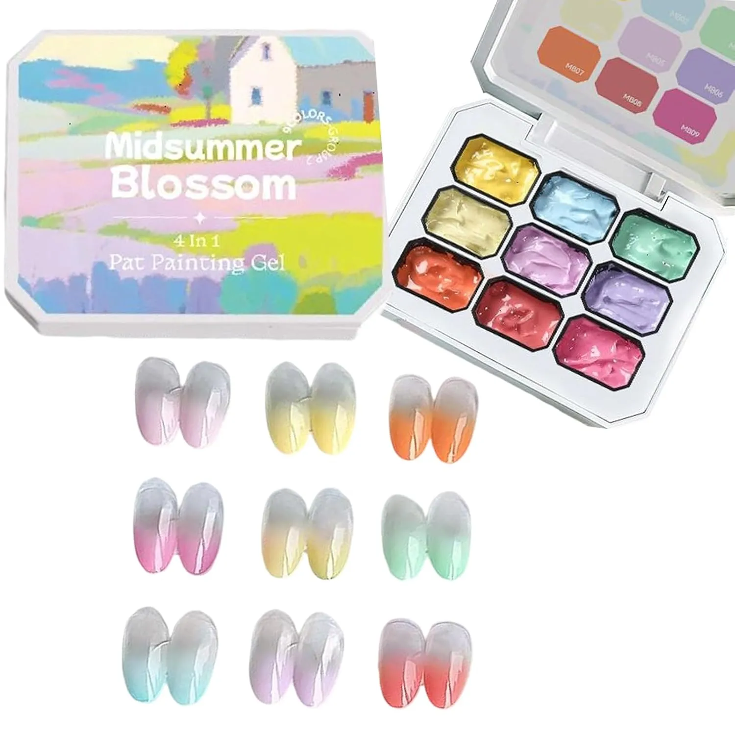 Solid Cream Gel Polishing Set - Solid Gel Glue Nail Polish | Painting For Nail | Long-Lasting No Wipe UV/LED Curing Polish Art | 9-Colors Nail Painting For Home Personal Salon French