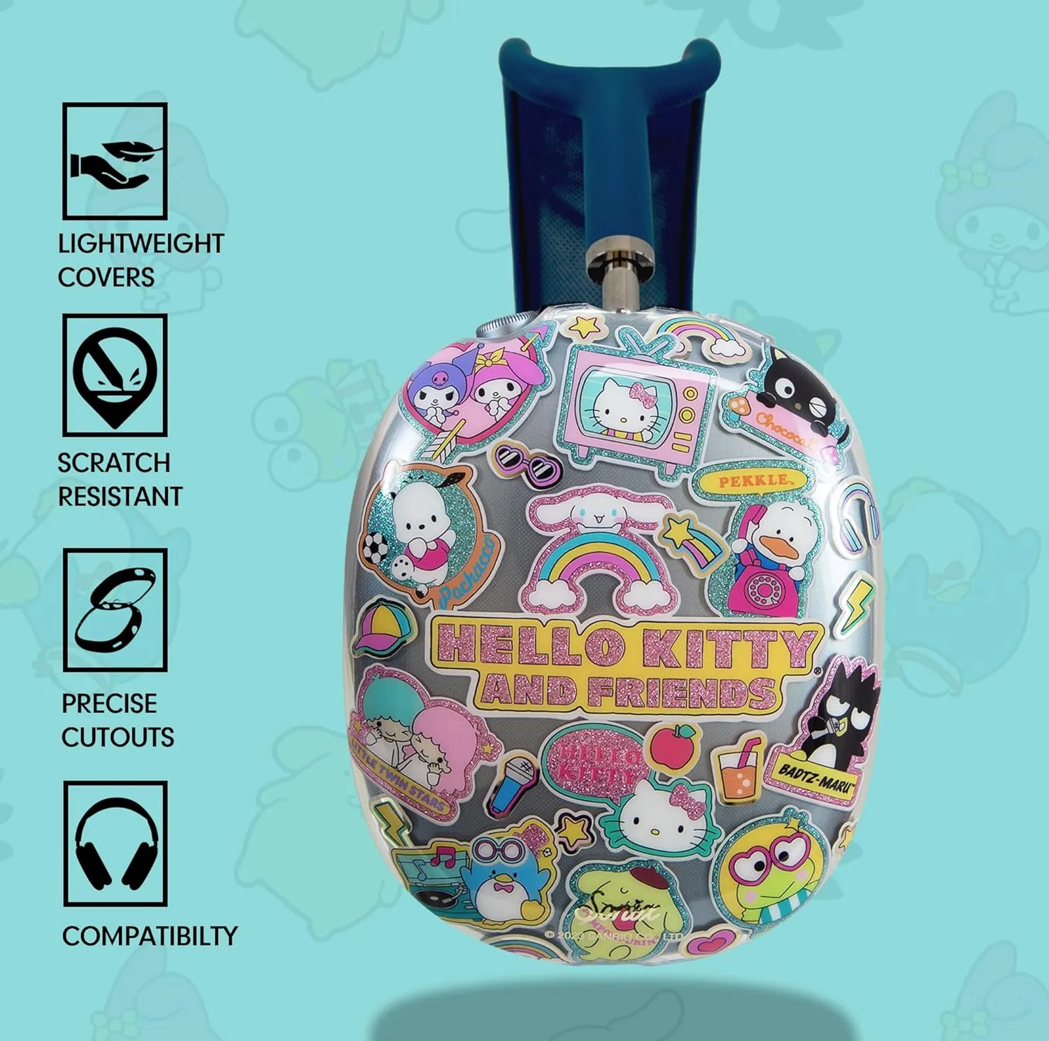 Sonix x Sanrio Protective Case Cover for AirPods Max Headphones | Clear TPU Cover Case | Hello Kitty & Friends Stickers
