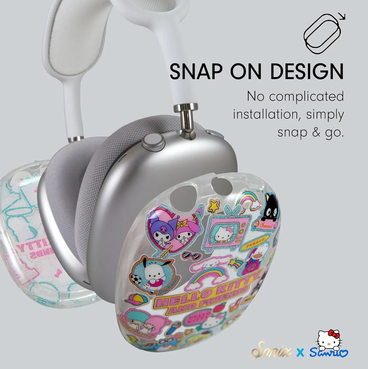 Sonix x Sanrio Protective Case Cover for AirPods Max Headphones | Clear TPU Cover Case | Hello Kitty & Friends Stickers