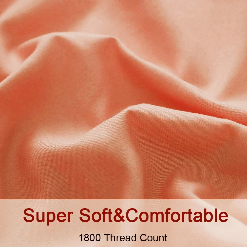 SONORO KATE Bed Sheet Set Super Soft Microfiber 1800 Thread Count Luxury Egyptian Sheets 16-Inch Deep Pocket，Wrinkle and Hypoallergenic-4 Piece (Coral, Queen)