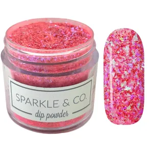 Sparkle & Co. Dip Powders – dp.203#SunsetNights (Bright Pink Glitter) 1 Ounce Dipping Powder Jar For Manicure DIY Summer Shade, No Lamp Needed