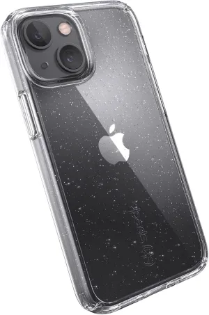 Speck iPhone 13 Mini Case - Drop Protection Fits iPhone 12 Mini & iPhone 13 Mini Phones - Dual Layer Slim Design - Wireless Charging, MagSafe Compatible - Platinum Glitter GemShell
