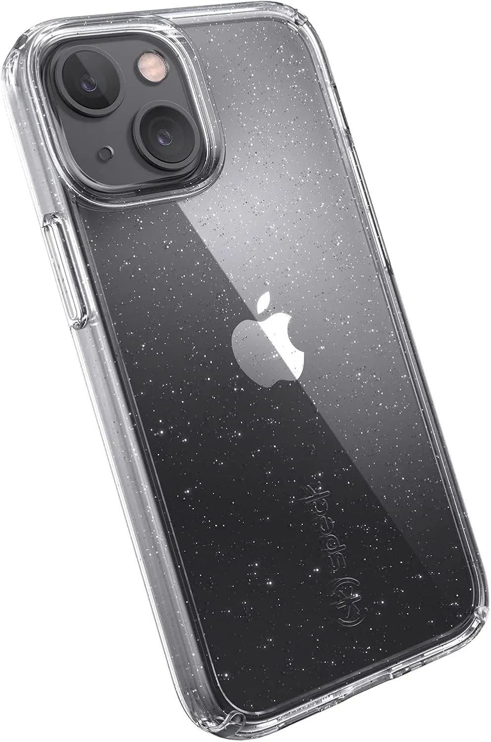 Speck iPhone 13 Mini Case - Drop Protection Fits iPhone 12 Mini & iPhone 13 Mini Phones - Dual Layer Slim Design - Wireless Charging, MagSafe Compatible - Platinum Glitter GemShell