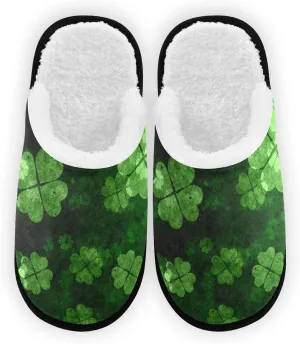 St Patricks Day Shamrocks Slippers, Soft Memory Foam Non-Slip Indoor House Slippers Home Shoes for Bedroom Hotel Travel Spa